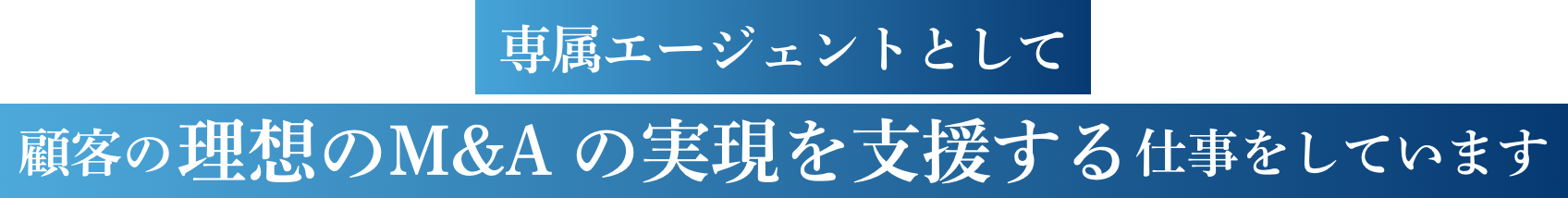 専属エージェントとして顧客の理想のM&Aの実現を支援する仕事をしています