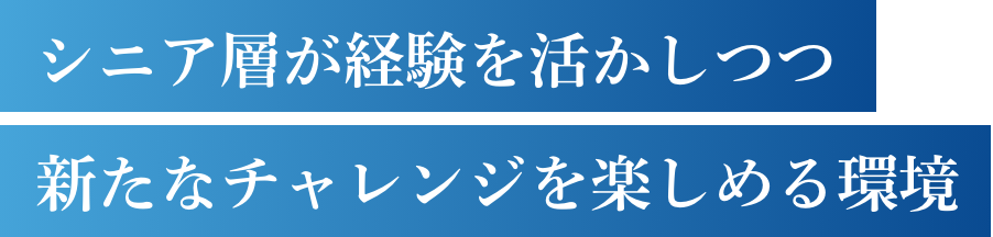 シニア層が経験を活かしつつ新たなチャレンジを楽しめる環境