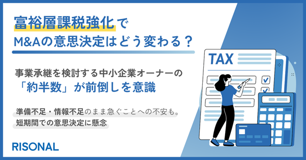 富裕層課税強化をきっかけに、事業承継M&Aの前倒しを意識する層が約半数〜6割強が制度を理解する一方、準備不足や短期判断への不安も浮き彫りに〜